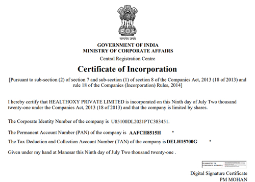 Certificate of Incorporation